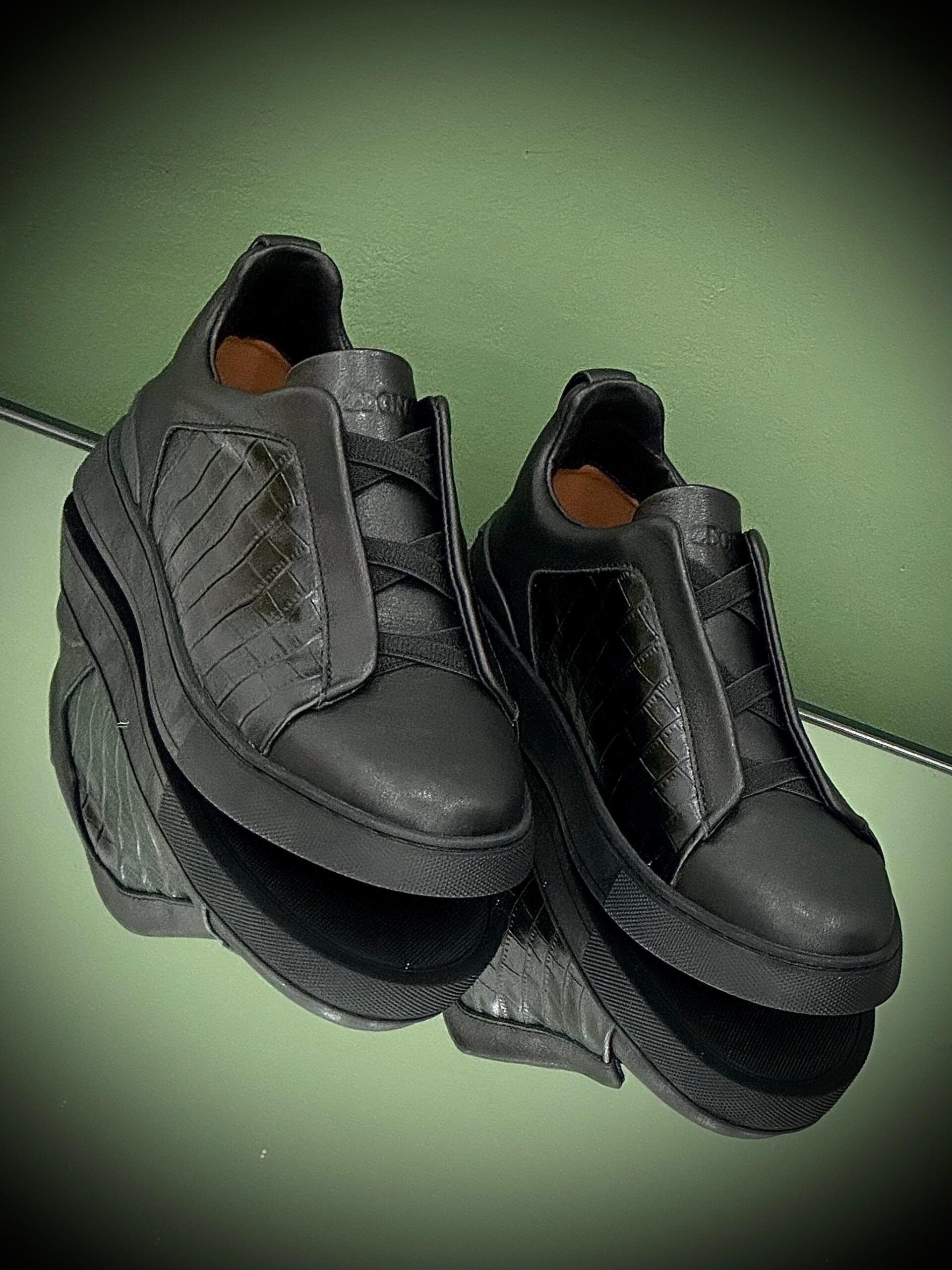 Zegna Triple Stitch Sneakers Crocodile-Embossed