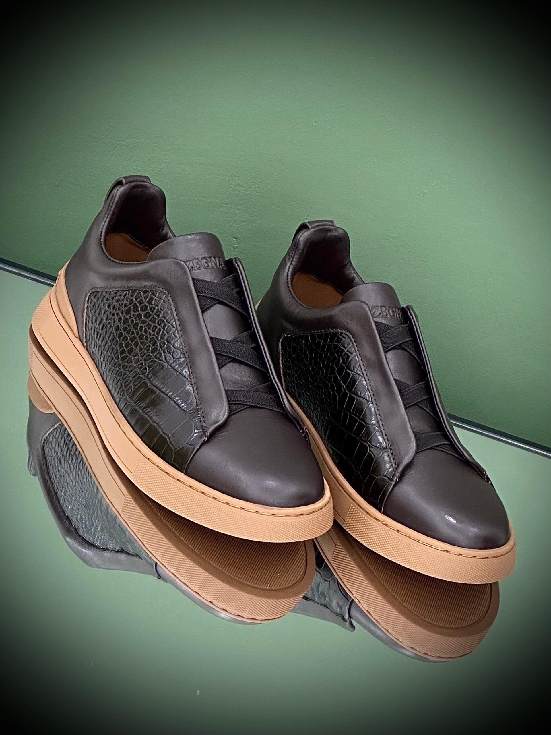 Zegna Triple Stitch Sneakers Crocodile-Embossed - Image 3