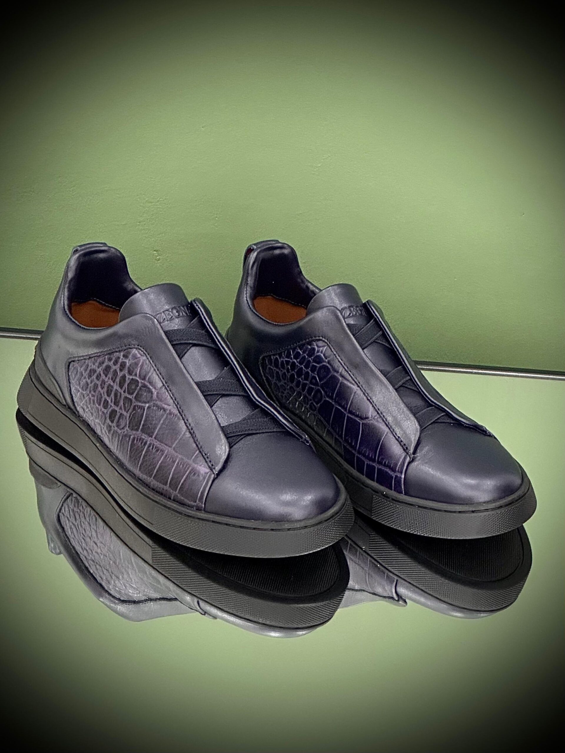 Zegna Triple Stitch Sneakers Crocodile-Embossed - Image 4
