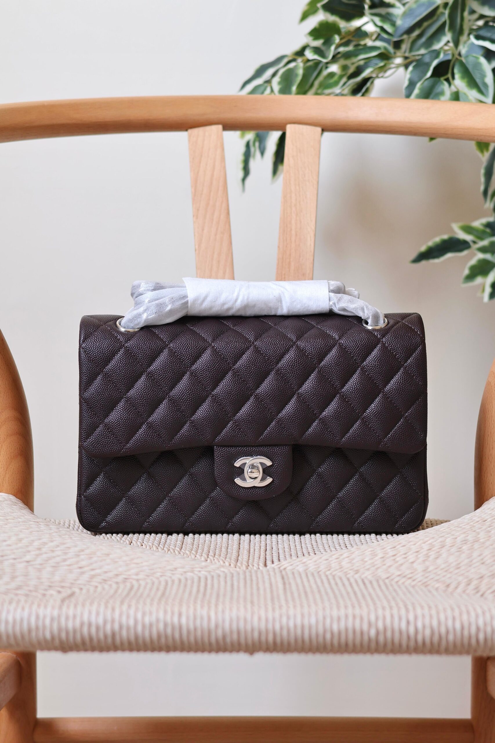 Chanel Classic Flap Bag Caviar Leather And Features A Silver Tone CC Turn-Lock - Image 3