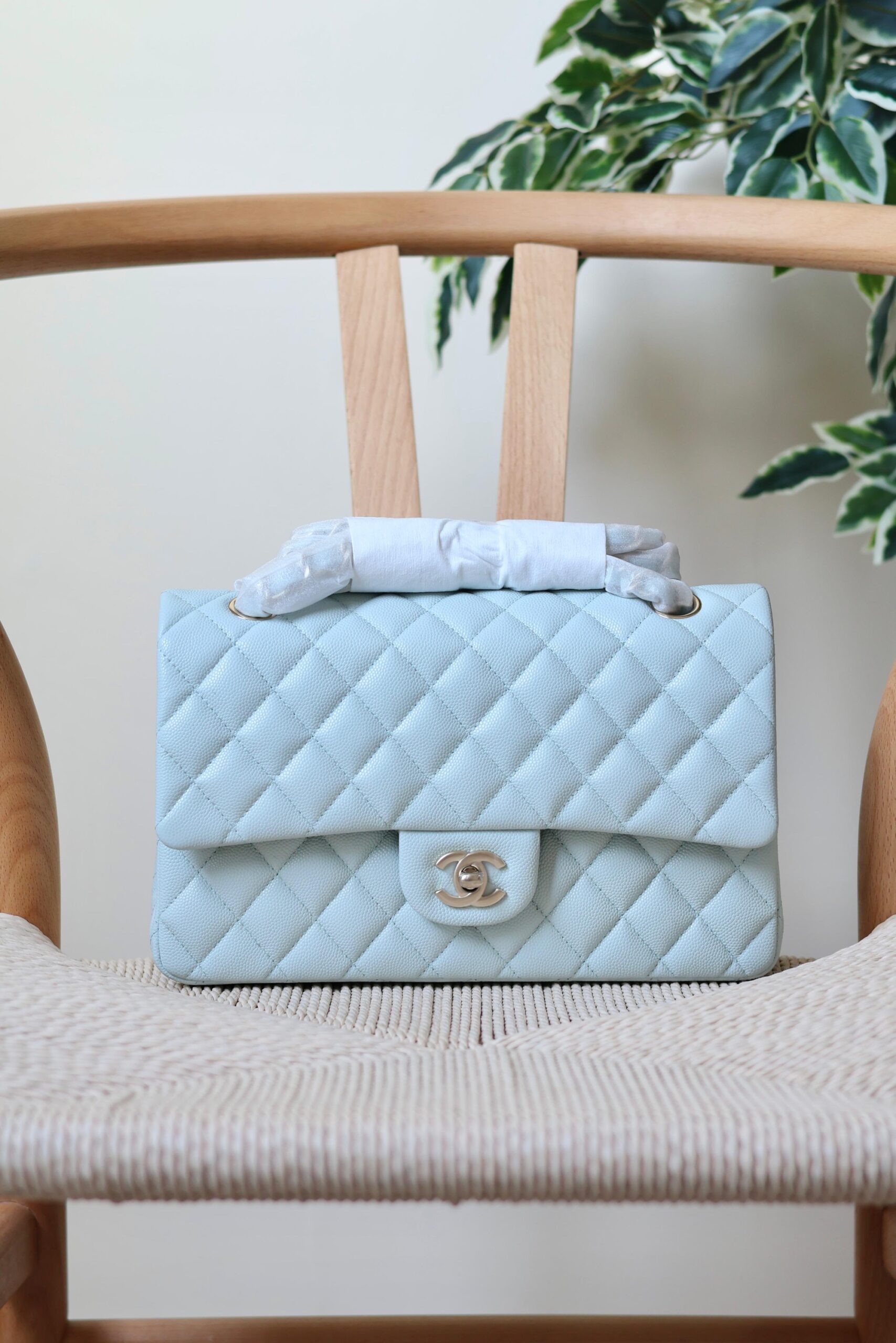 Chanel Classic Flap Bag Caviar Leather And Features A Silver Tone CC Turn-Lock - Image 8