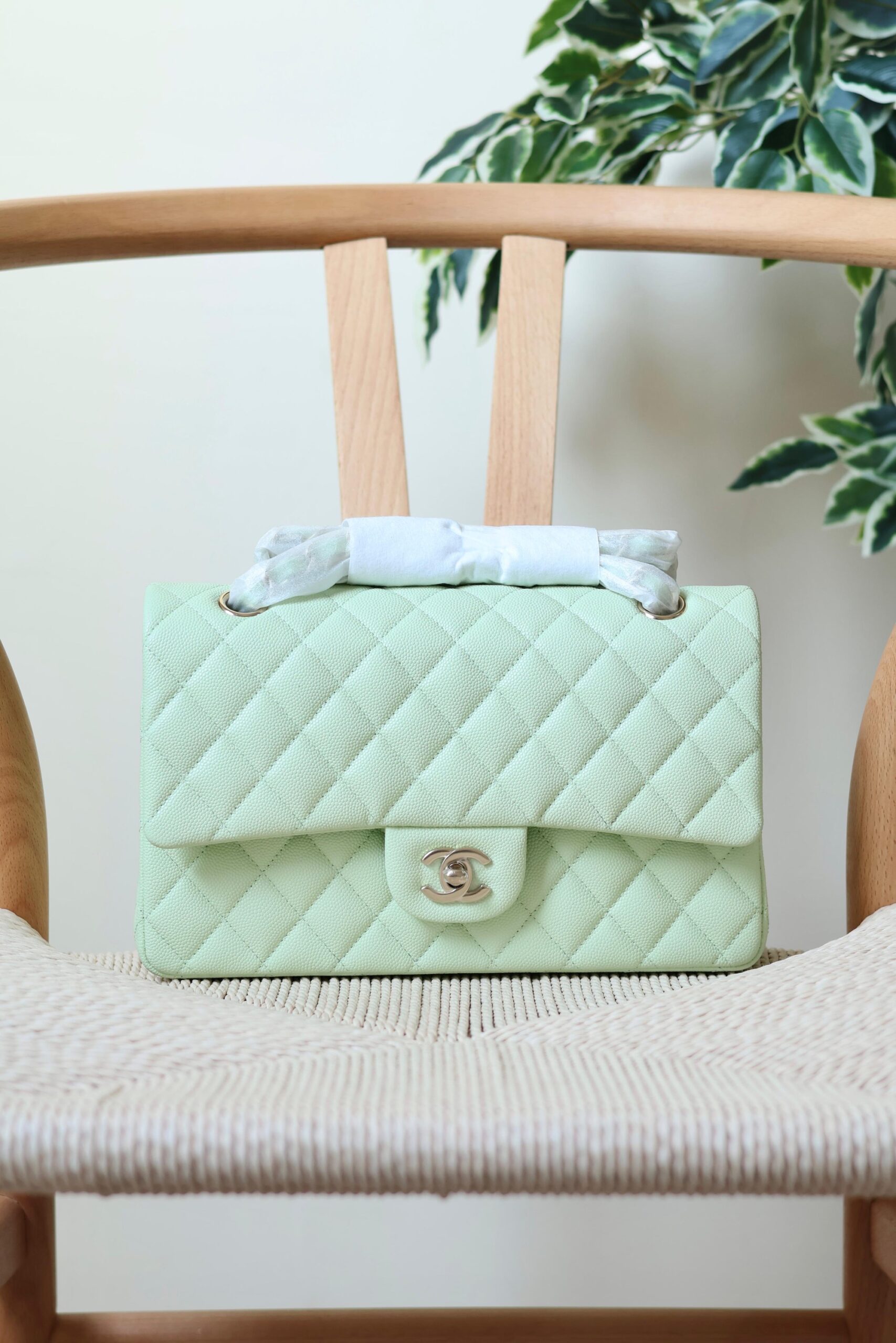 Chanel Classic Flap Bag Caviar Leather And Features A Silver Tone CC Turn-Lock - Image 5