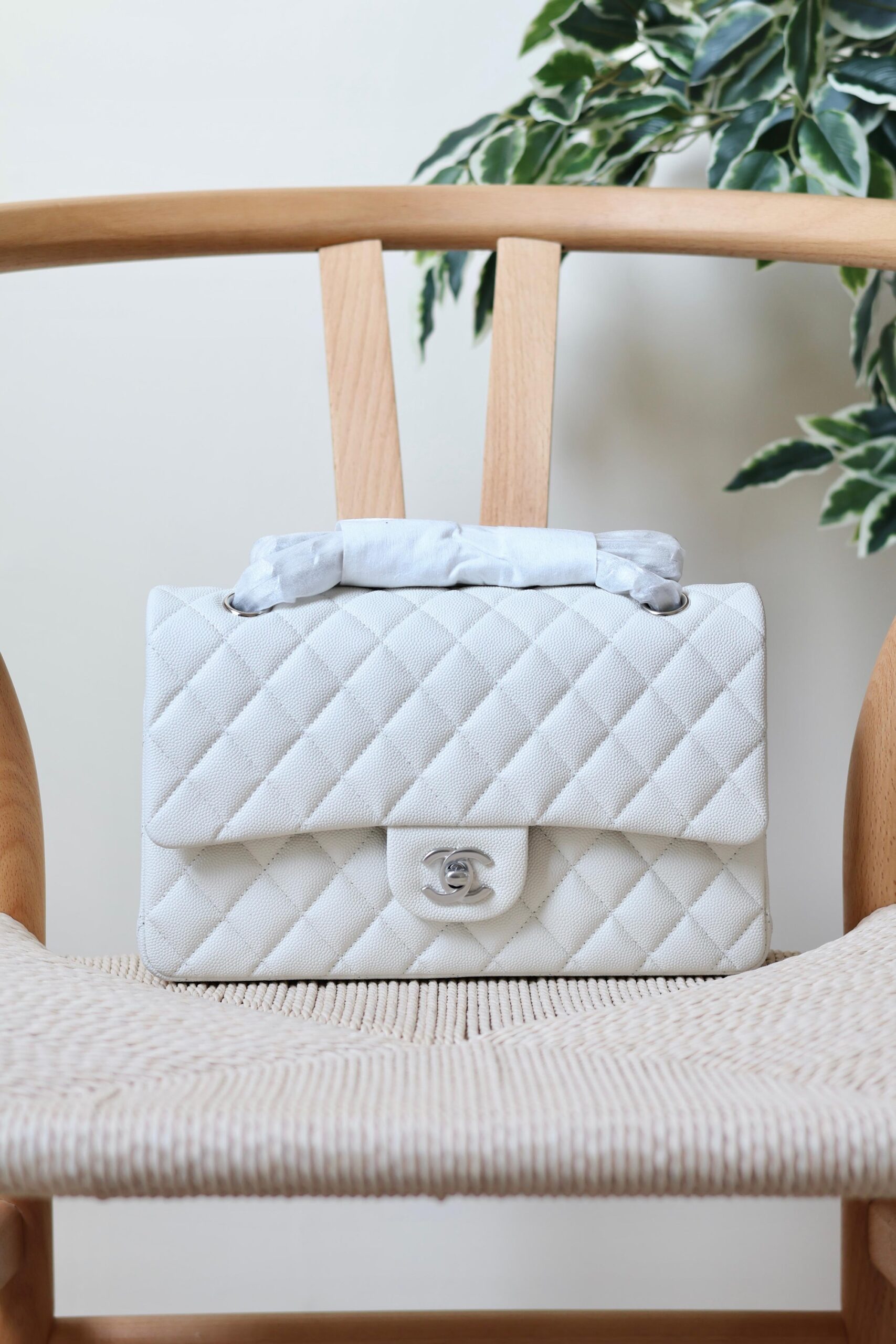 Chanel Classic Flap Bag Caviar Leather And Features A Silver Tone CC Turn-Lock - Image 19