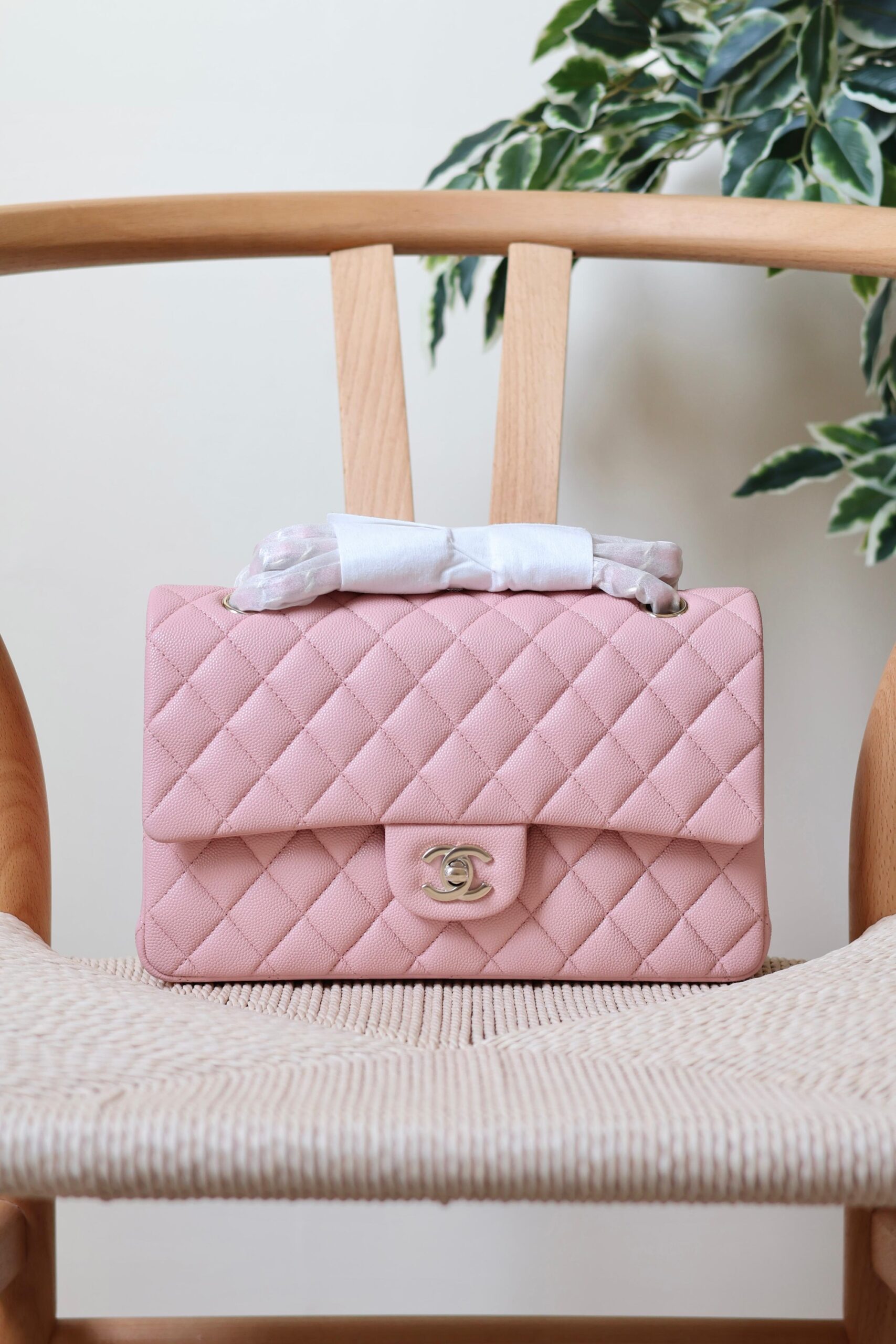 Chanel Classic Flap Bag Caviar Leather And Features A Silver Tone CC Turn-Lock - Image 9