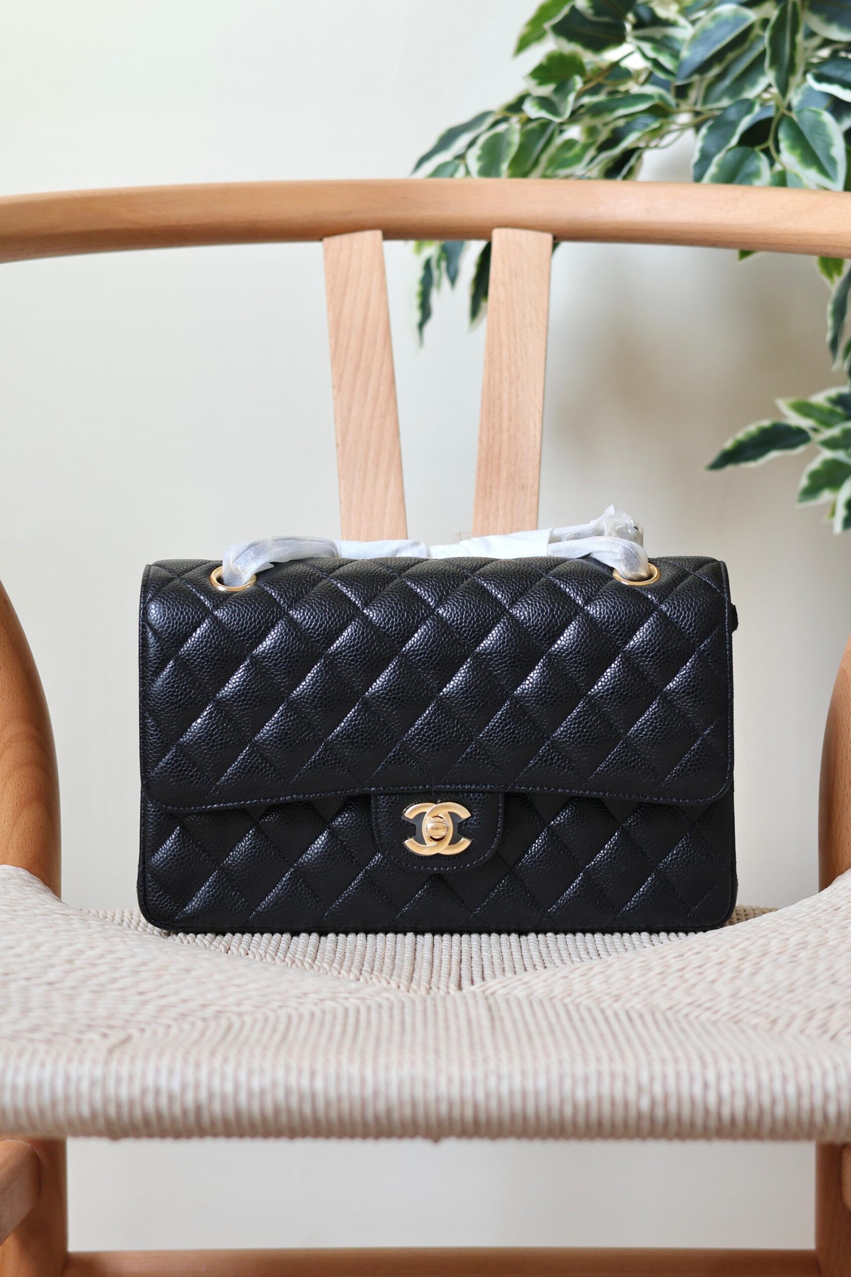 Chanel Classic Flap Bag Caviar Leather With Gold Hardware - Image 2