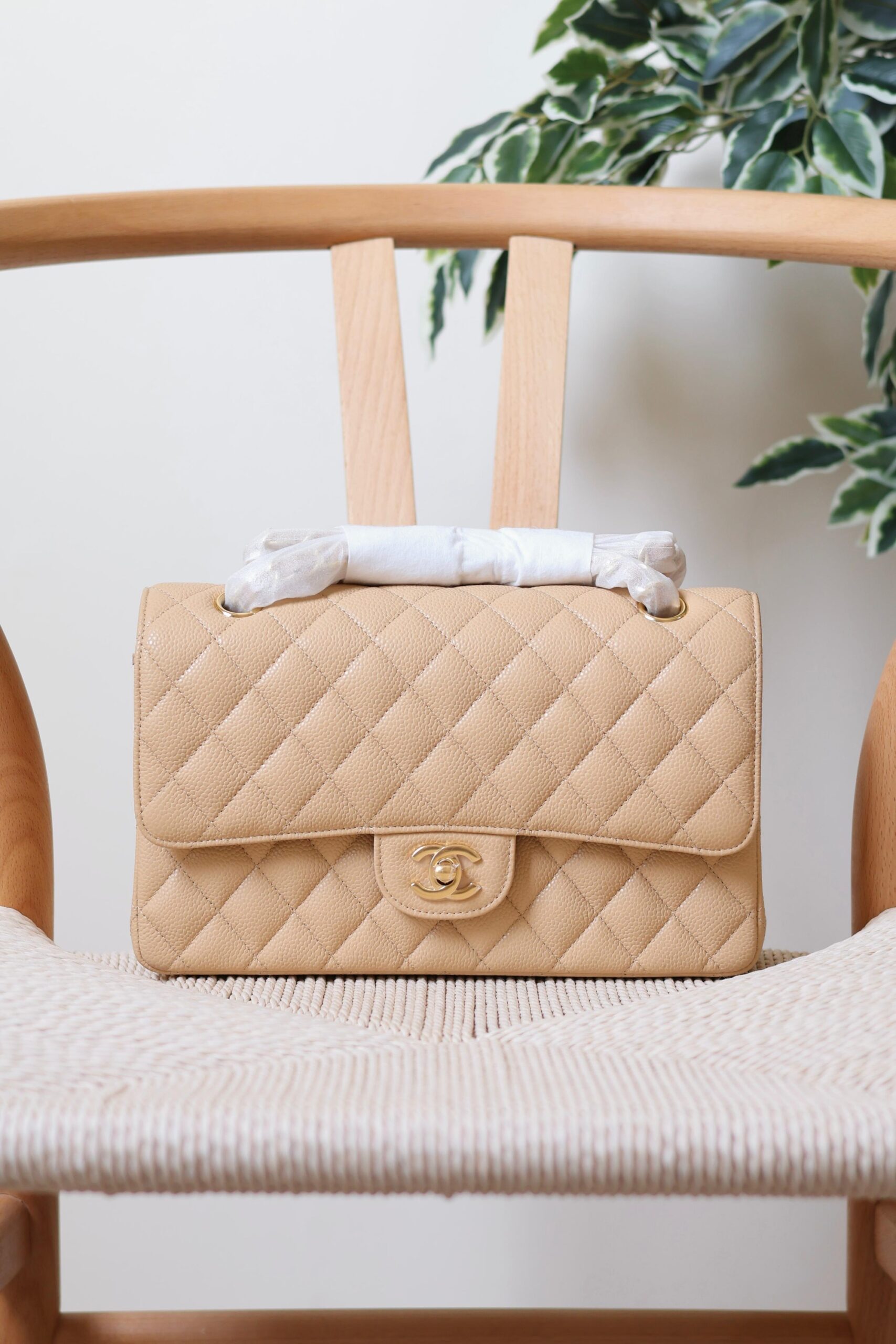 Chanel Classic Flap Bag Caviar Leather With Gold Hardware - Image 3