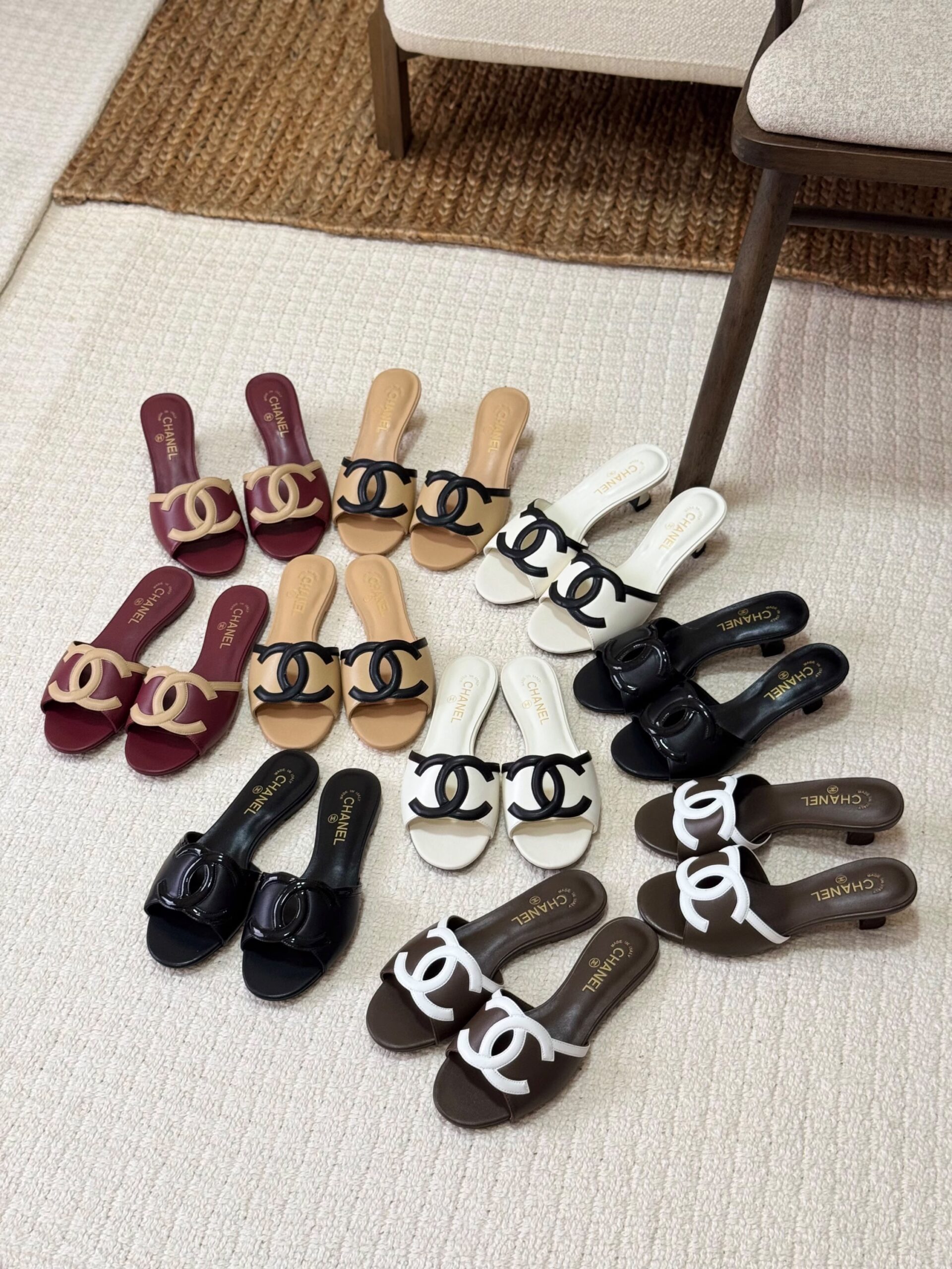Chanel Lambskin CC logo kitten Heel And Slides