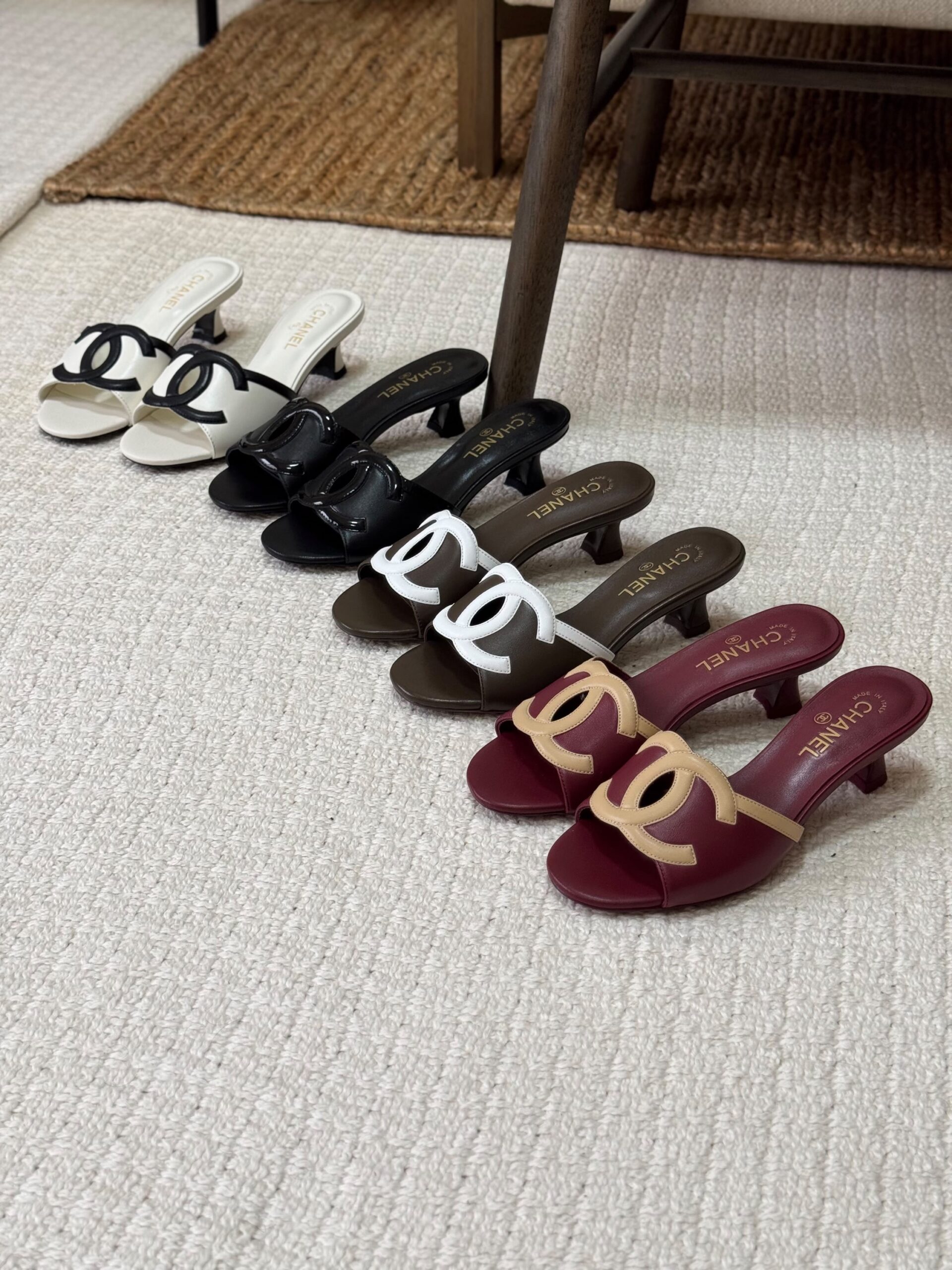 Chanel Lambskin CC logo kitten Heel And Slides - Image 4