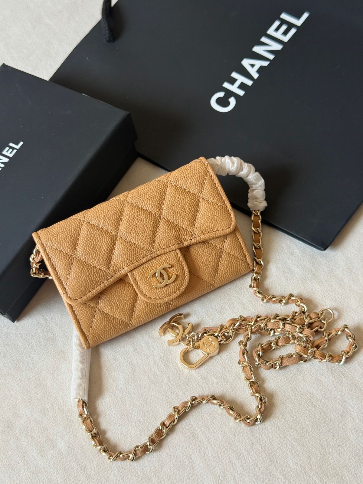 chanel Caviar Leather Flap Wallet