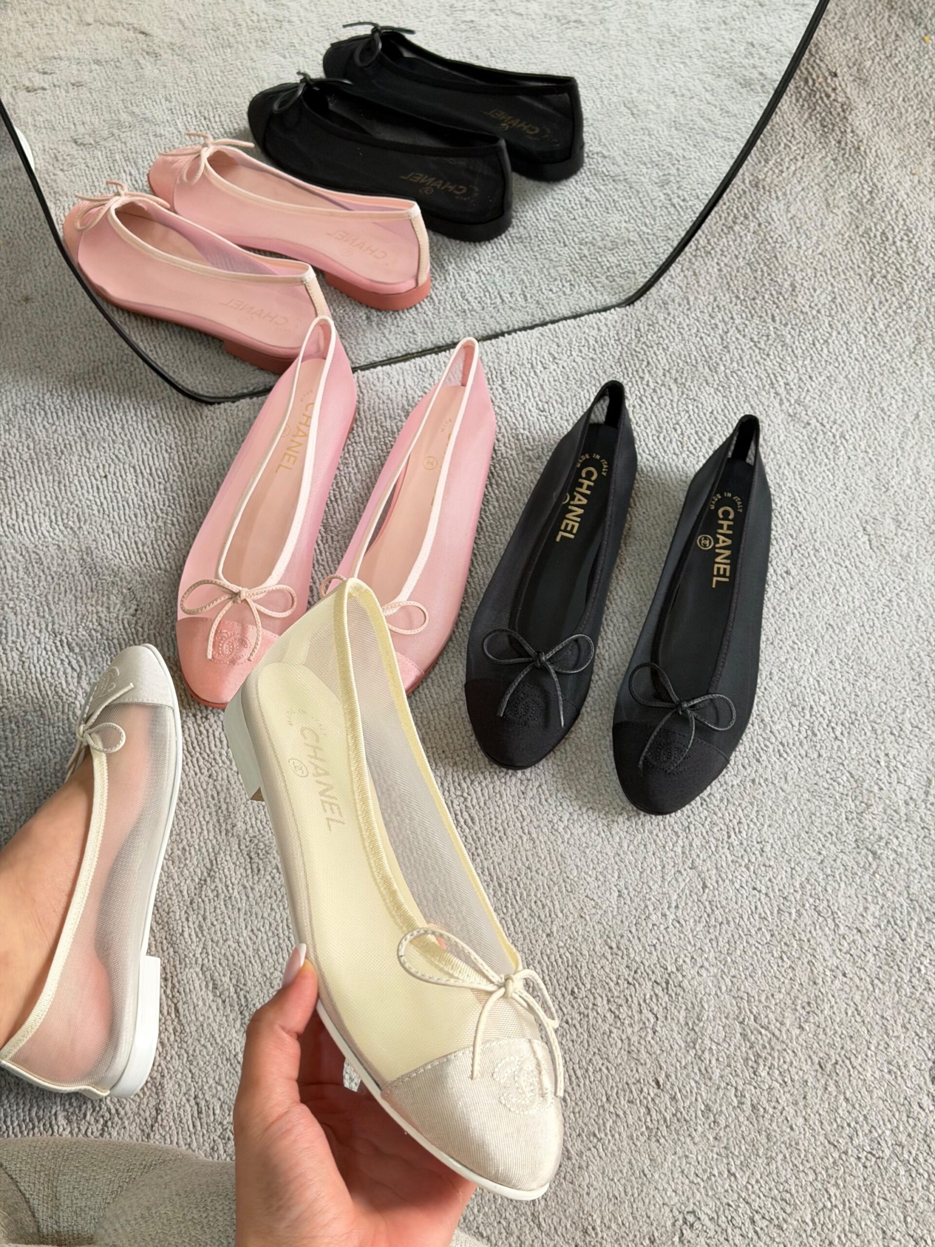 Chanel Mesh And Grosgrain Ballerina Flats