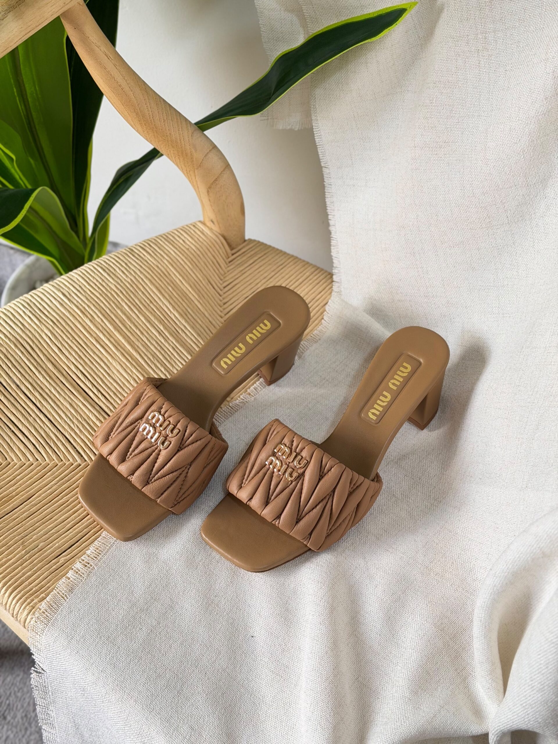 Miu Miu Matelassé Leather Sandals - Image 5