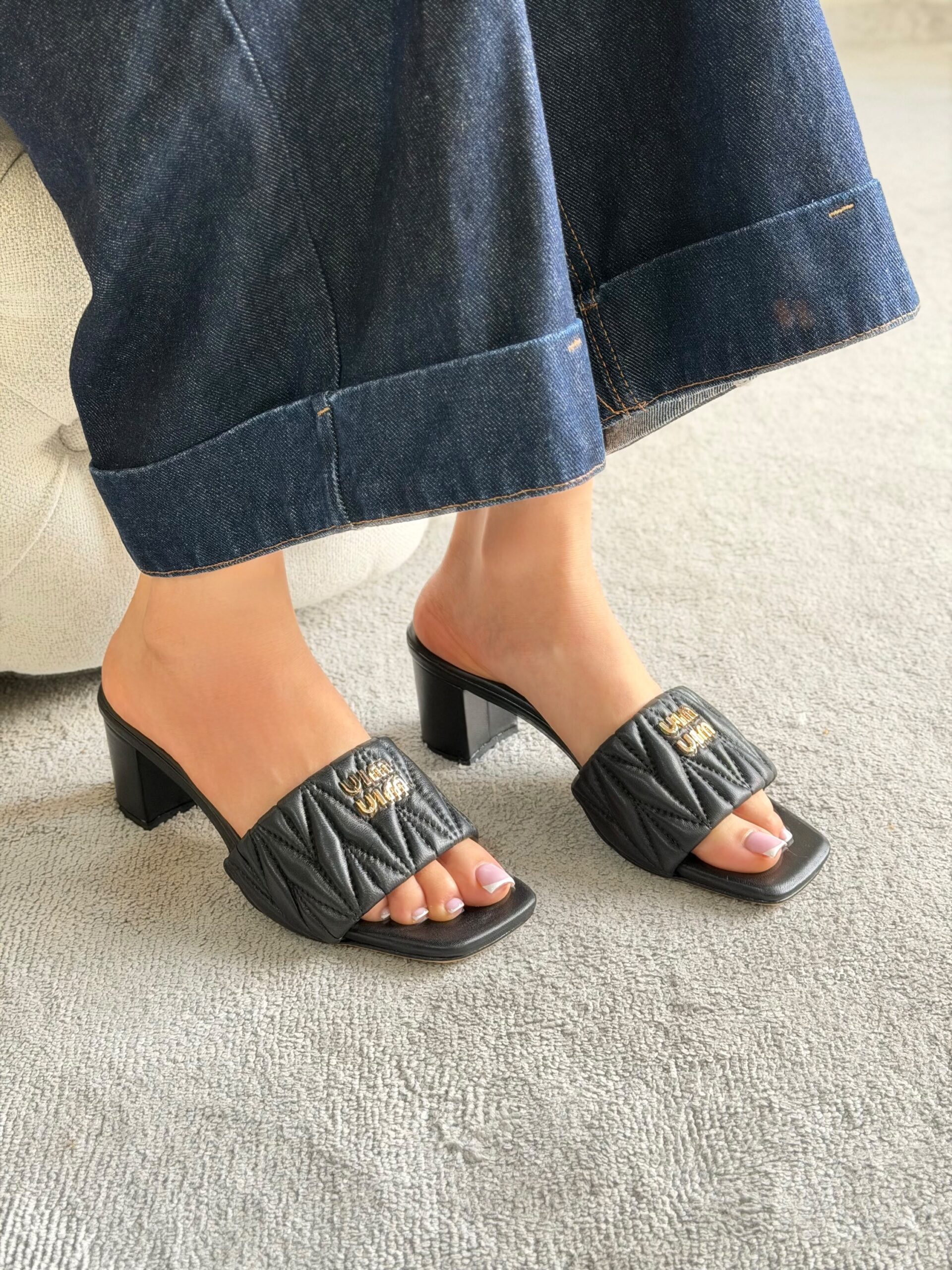 Miu Miu Matelassé Leather Sandals - Image 3