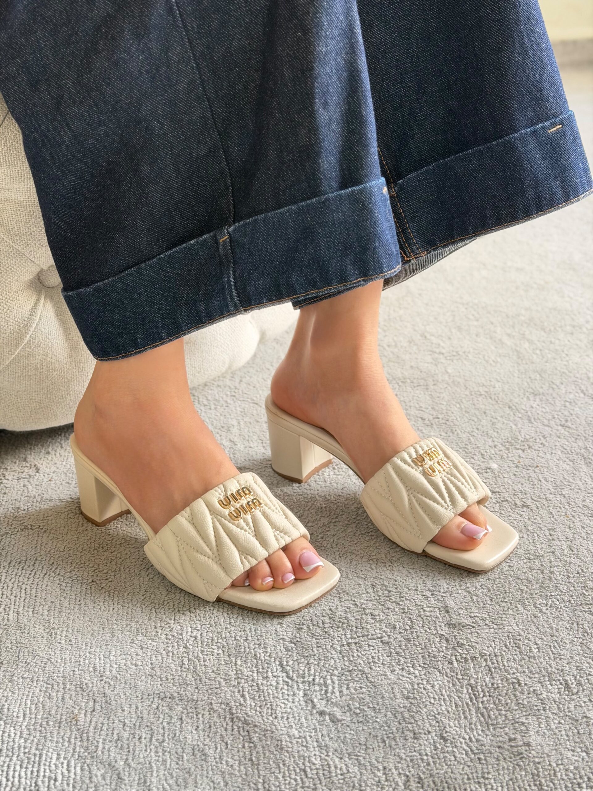 Miu Miu Matelassé Leather Sandals - Image 6