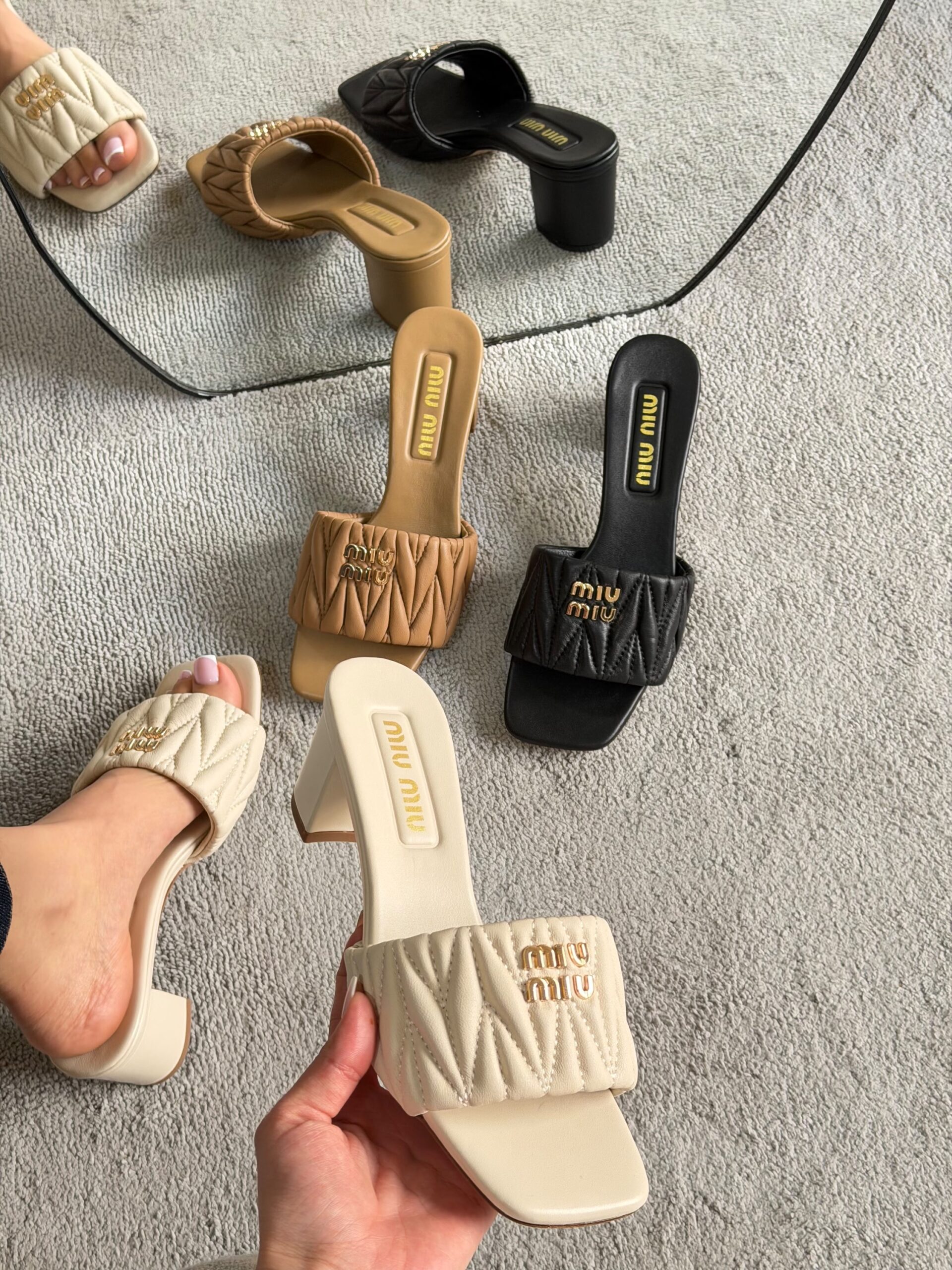 Miu Miu Matelassé Leather Sandals