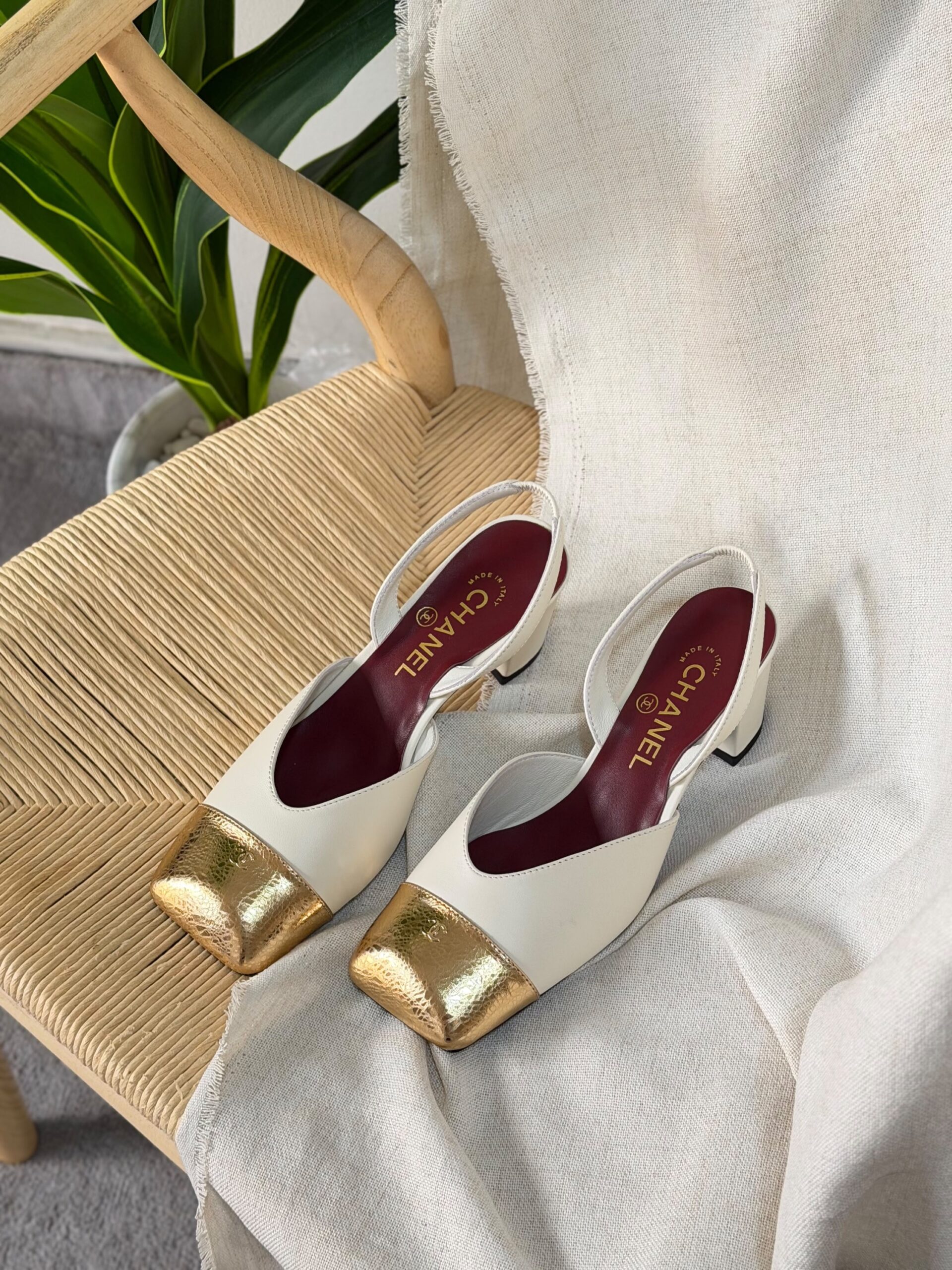 Chanel Lambskin & Patent Calfskin Slingbacks - Image 7