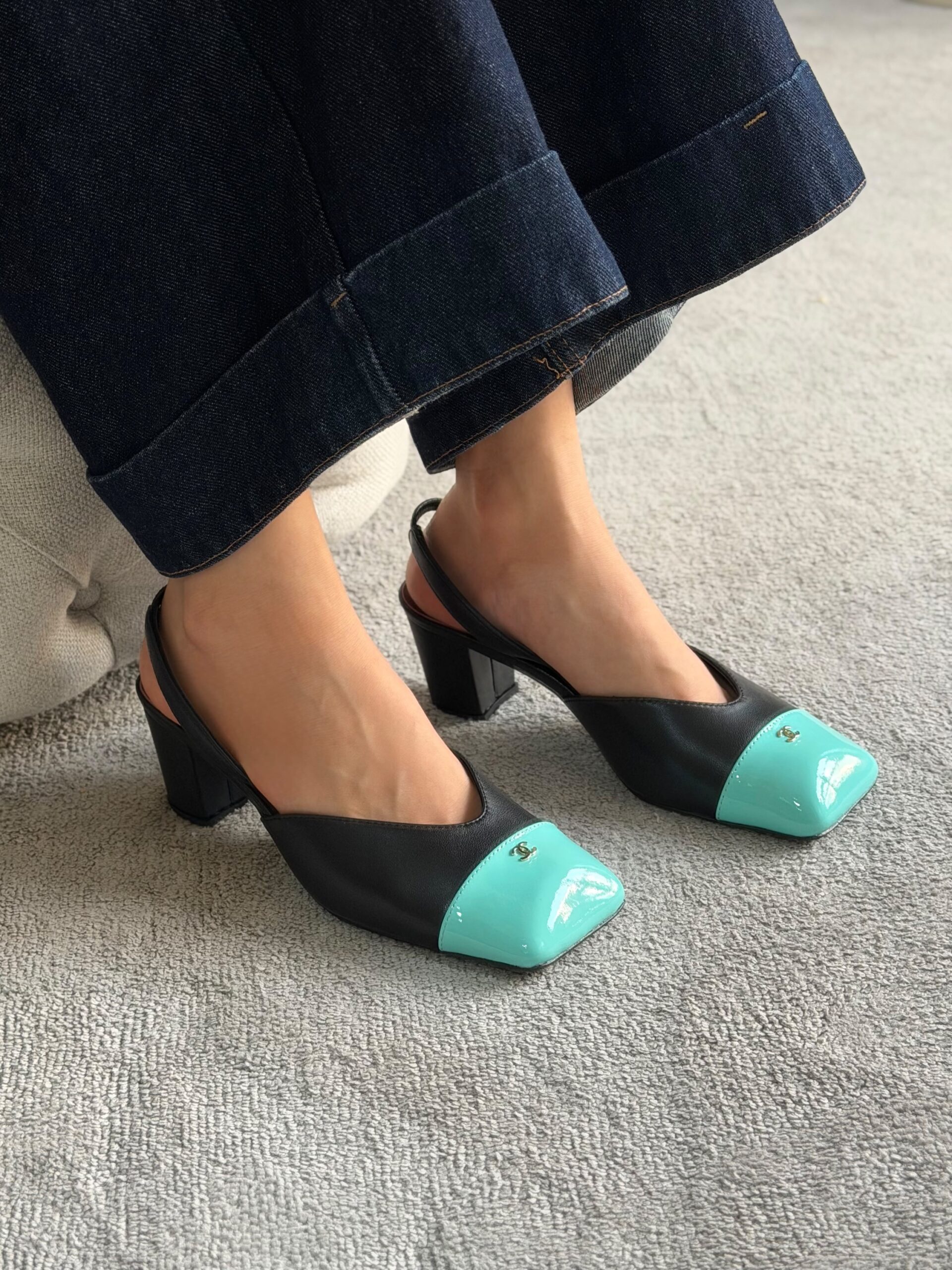 Chanel Lambskin & Patent Calfskin Slingbacks - Image 6