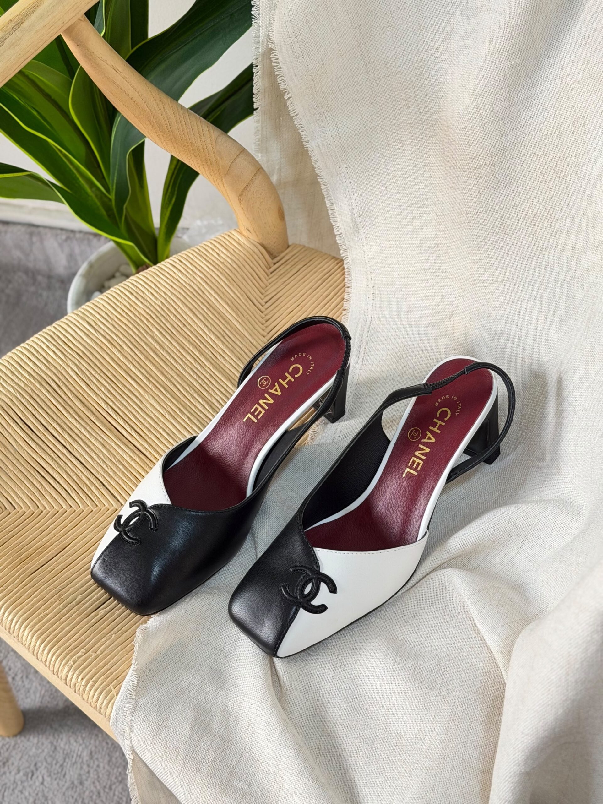 Chanel Lambskin & Patent Calfskin Slingbacks - Image 3