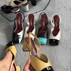 Chanel Lambskin & Patent Calfskin Slingbacks