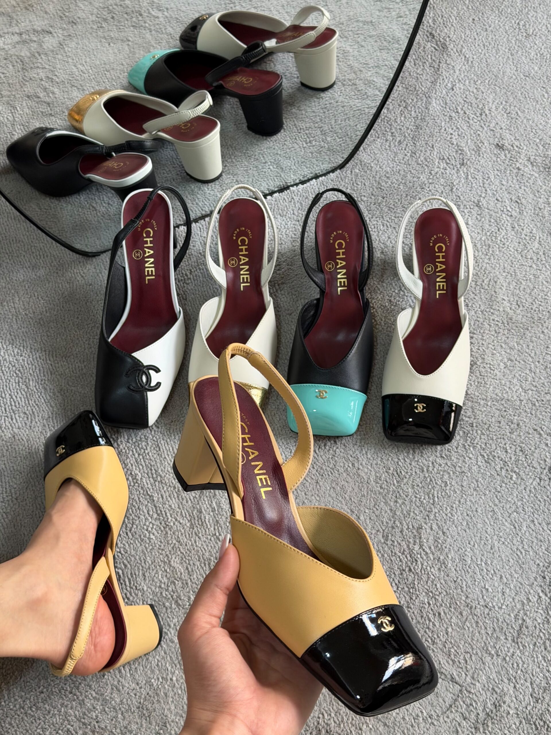 Chanel Lambskin & Patent Calfskin Slingbacks