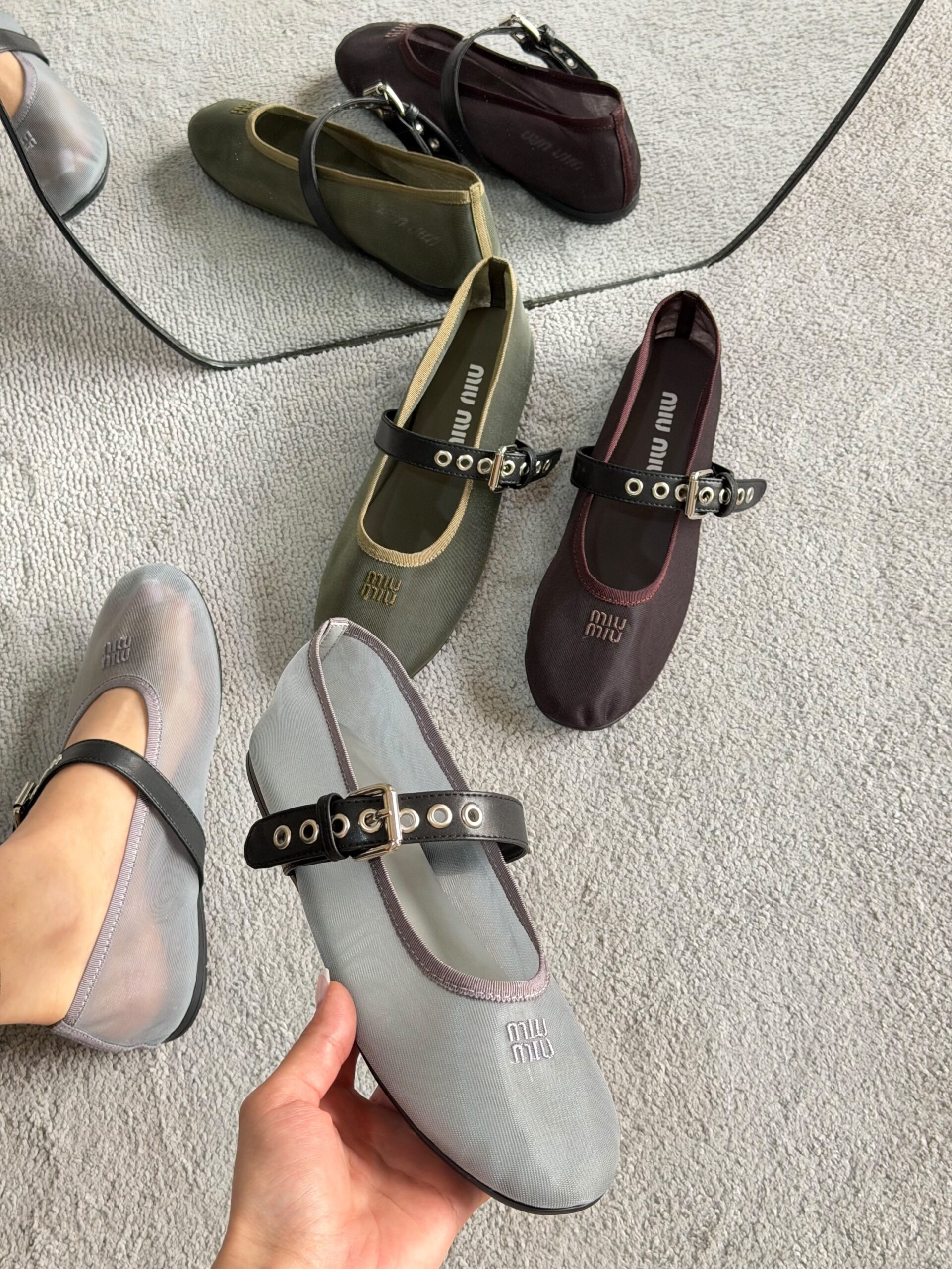 Miu Miu Mesh Fabric Ballerinas