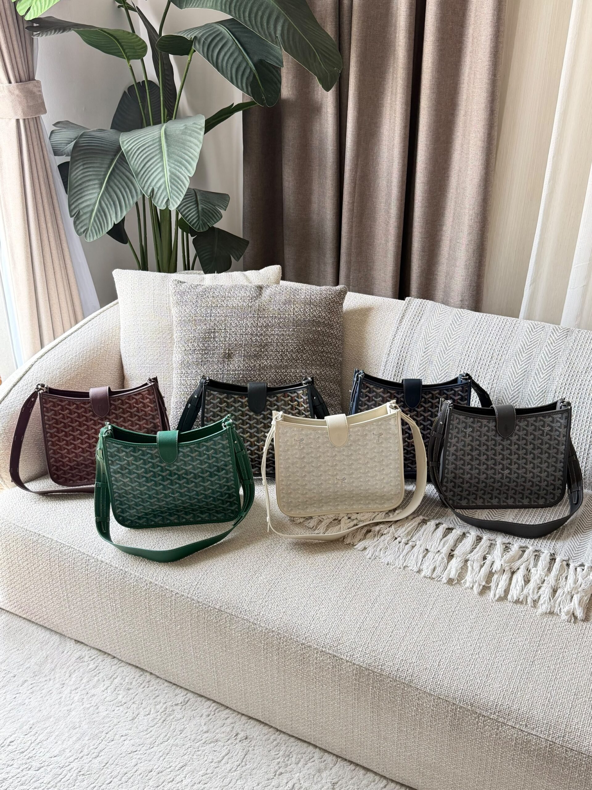 white Goyard Musette Bag Signature Geometric Goyardine Canvas And Matching Leather Trim