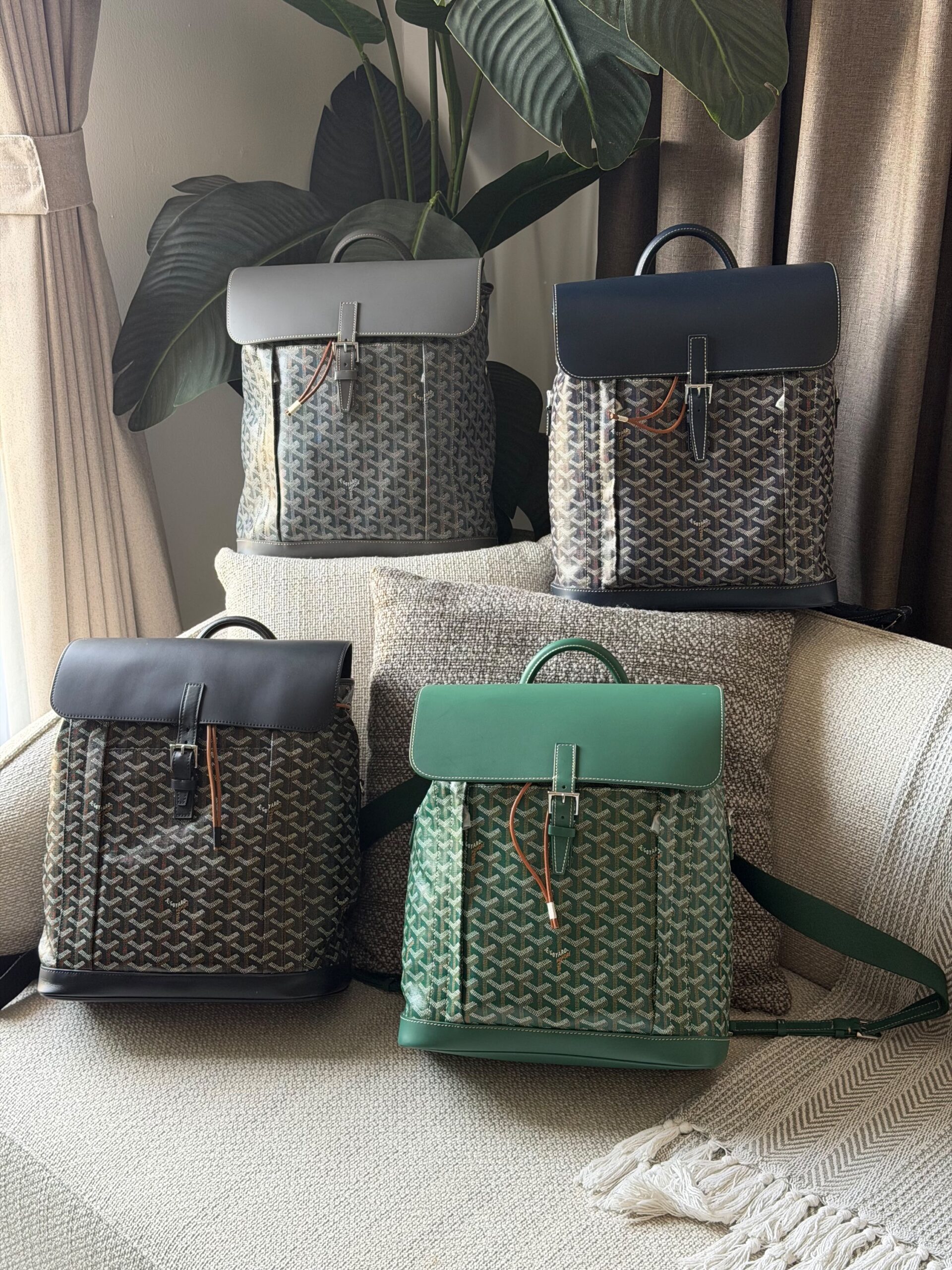 Goyard Alpin MM Backpack In Calfskin And Goyardine Canvas