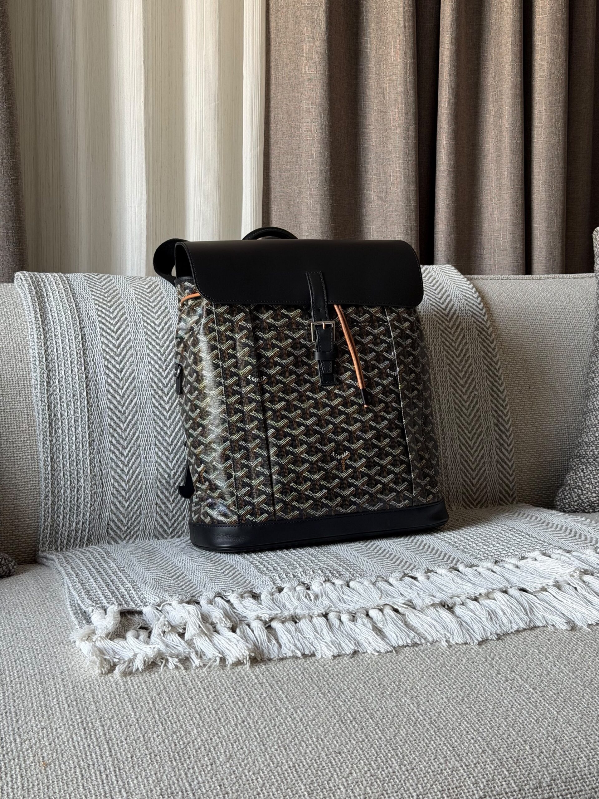 Goyard Alpin MM Backpack In Calfskin And Goyardine Canvas - Image 3