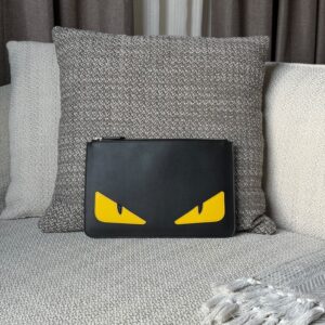 Sleek Fendi Bag Bugs Leather Clutch