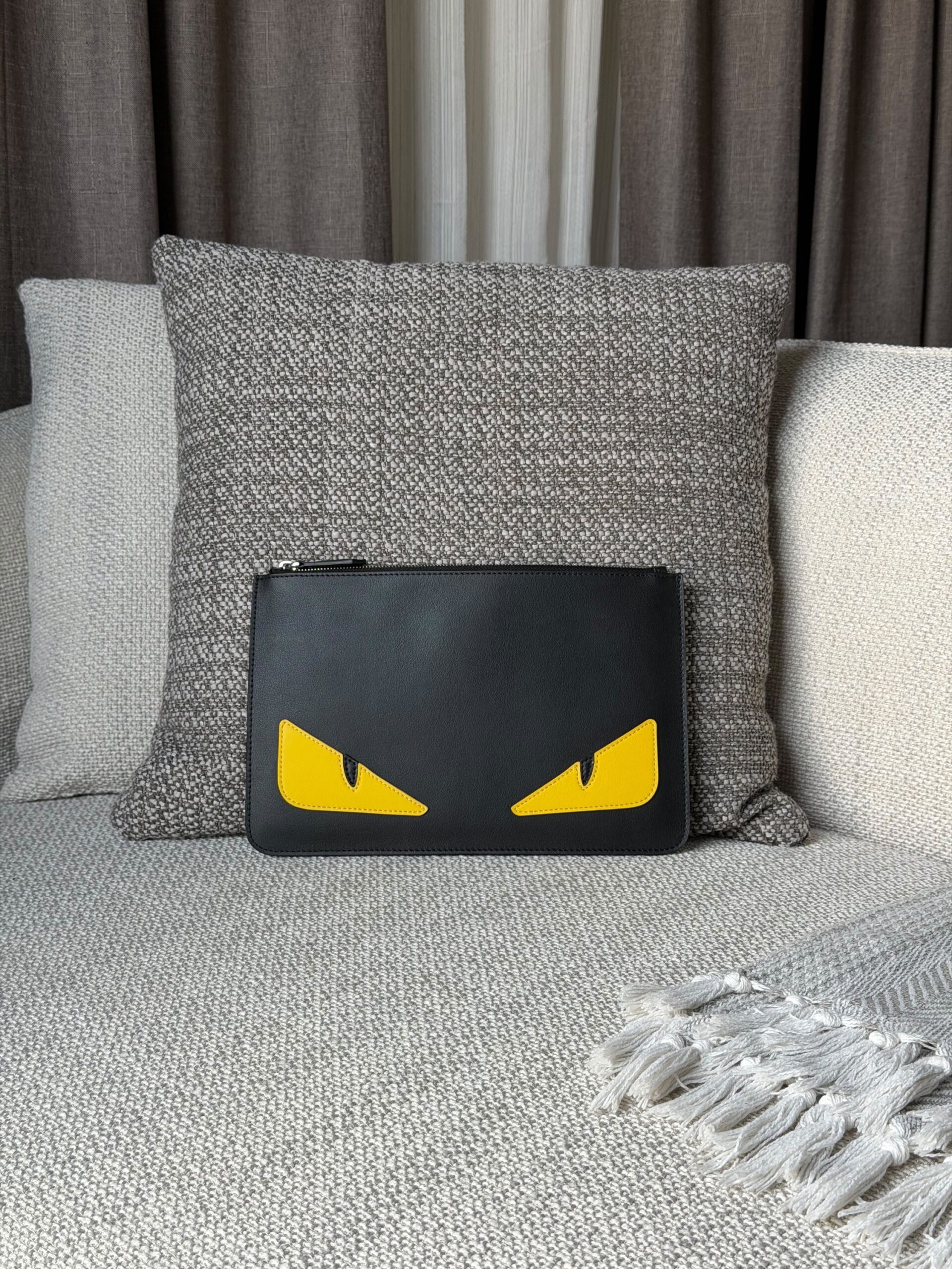 Sleek Fendi Bag Bugs Leather Clutch