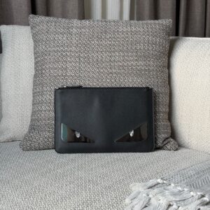 Leather Fendi Bag Bugs Zip Clutch