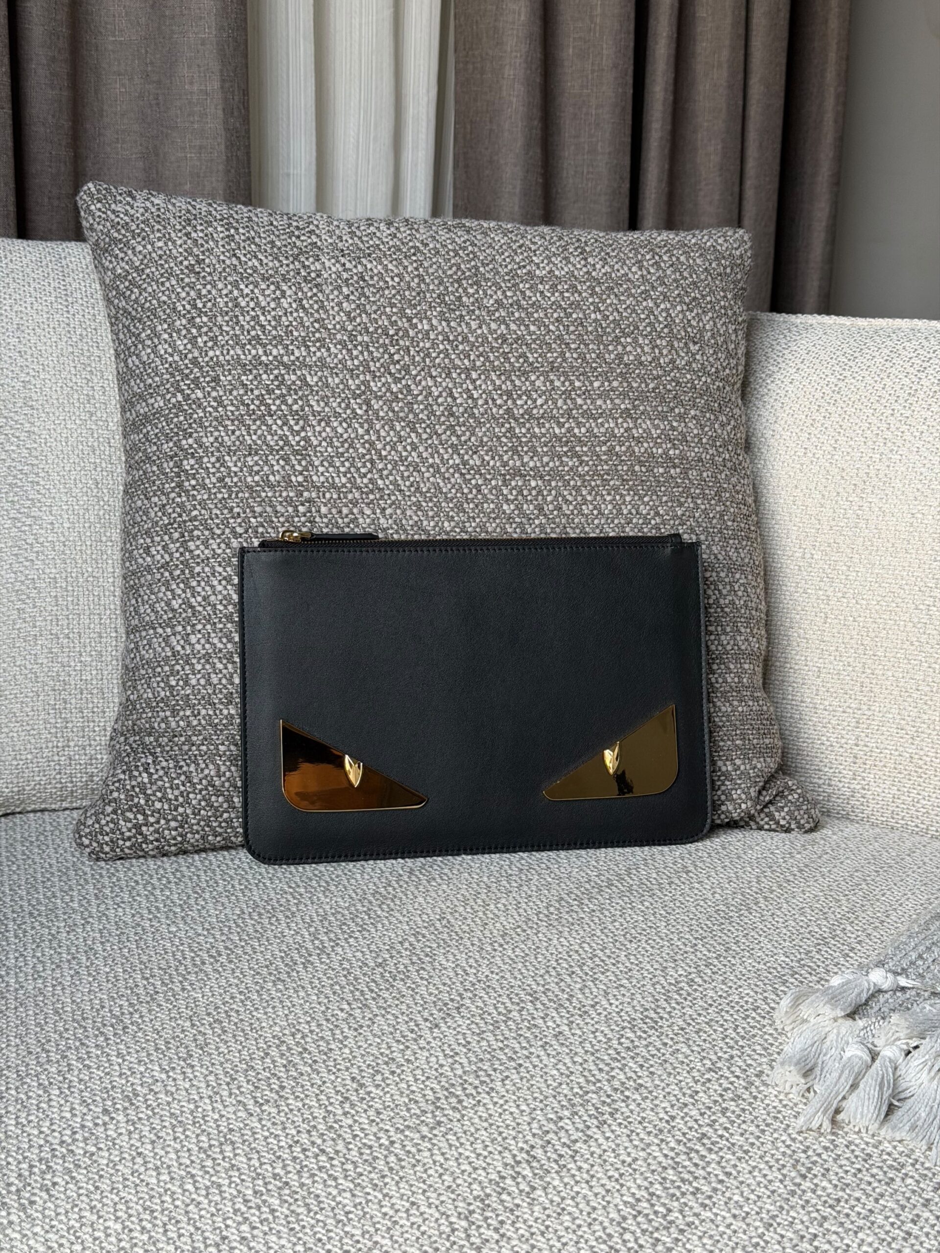 Leather Fendi Bag Bugs Zip Clutch - Image 2