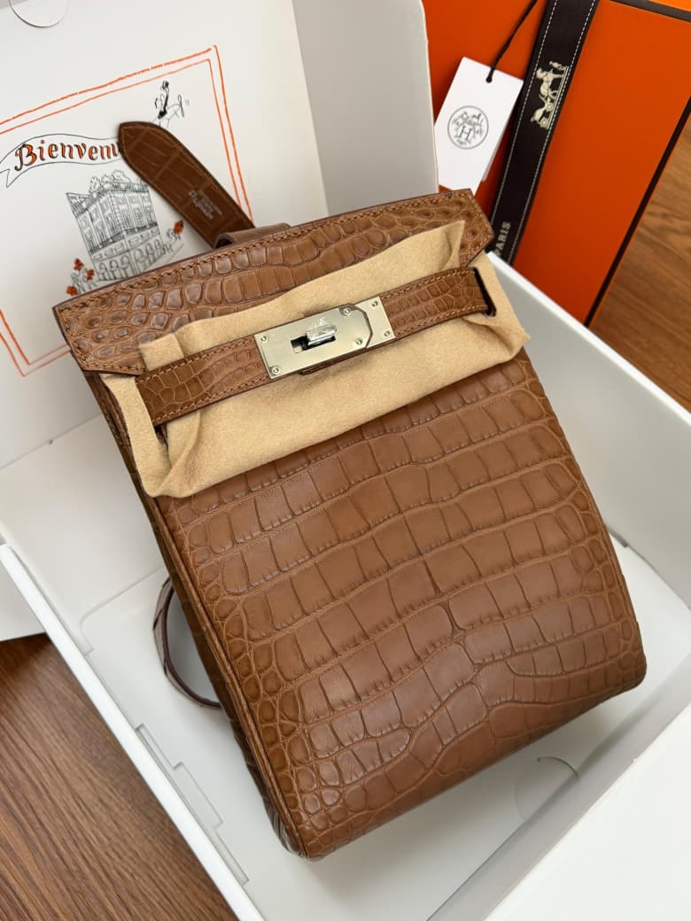 crocodile-leather Hermès backpack