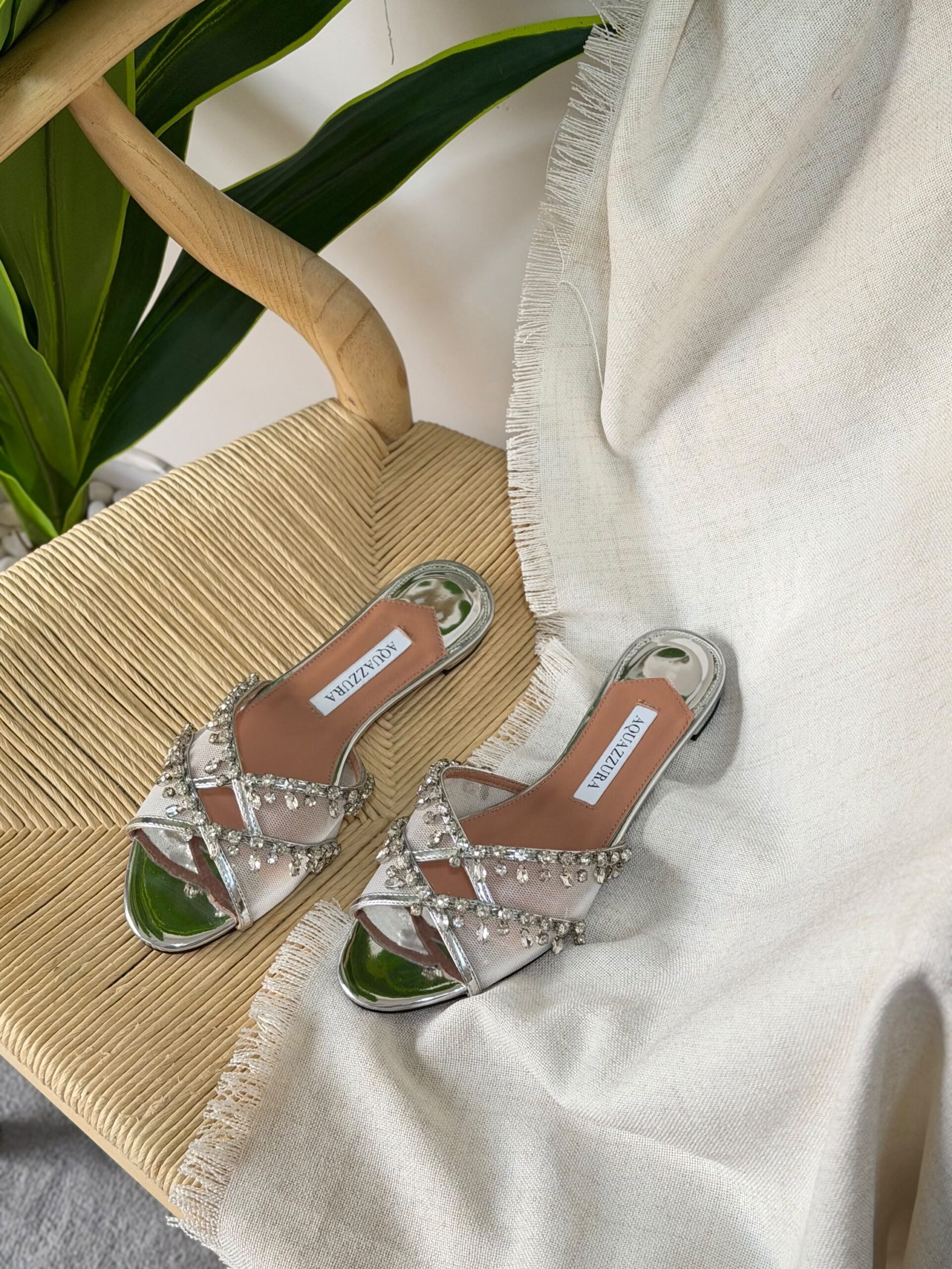 Aquazzura Temptation Crystal Flat Sandals - Image 8