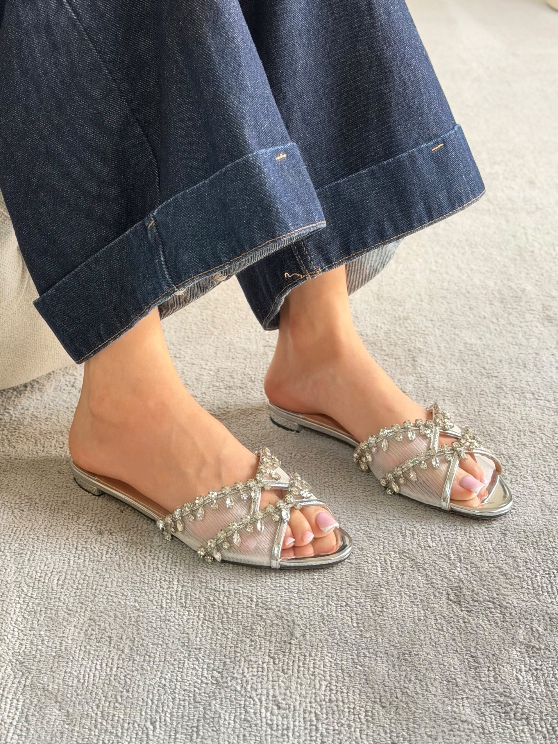 Aquazzura Temptation Crystal Flat Sandals - Image 7