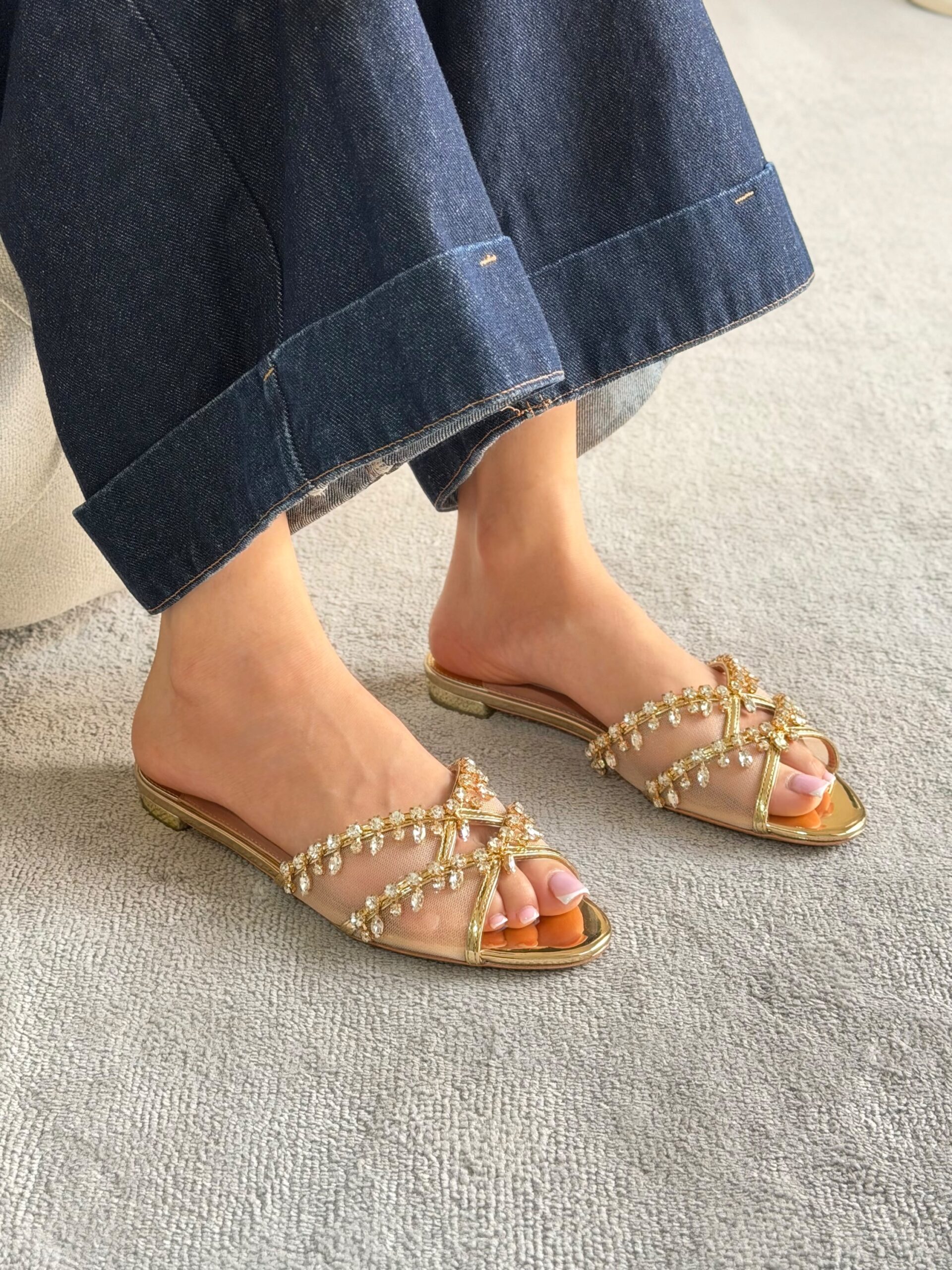 Aquazzura Temptation Crystal Flat Sandals - Image 6