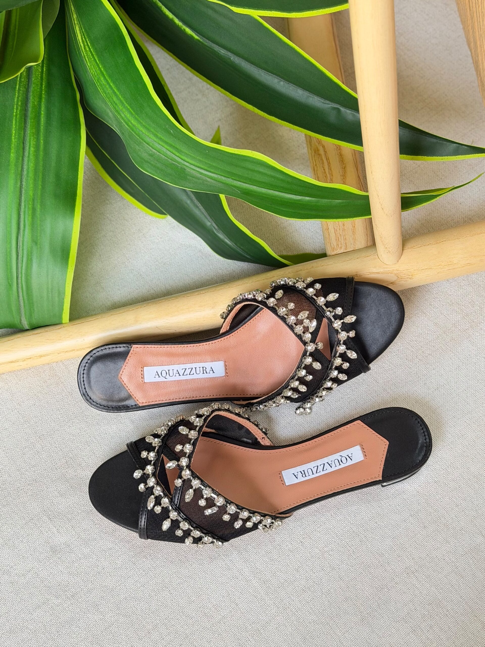 Aquazzura Temptation Crystal Flat Sandals - Image 3