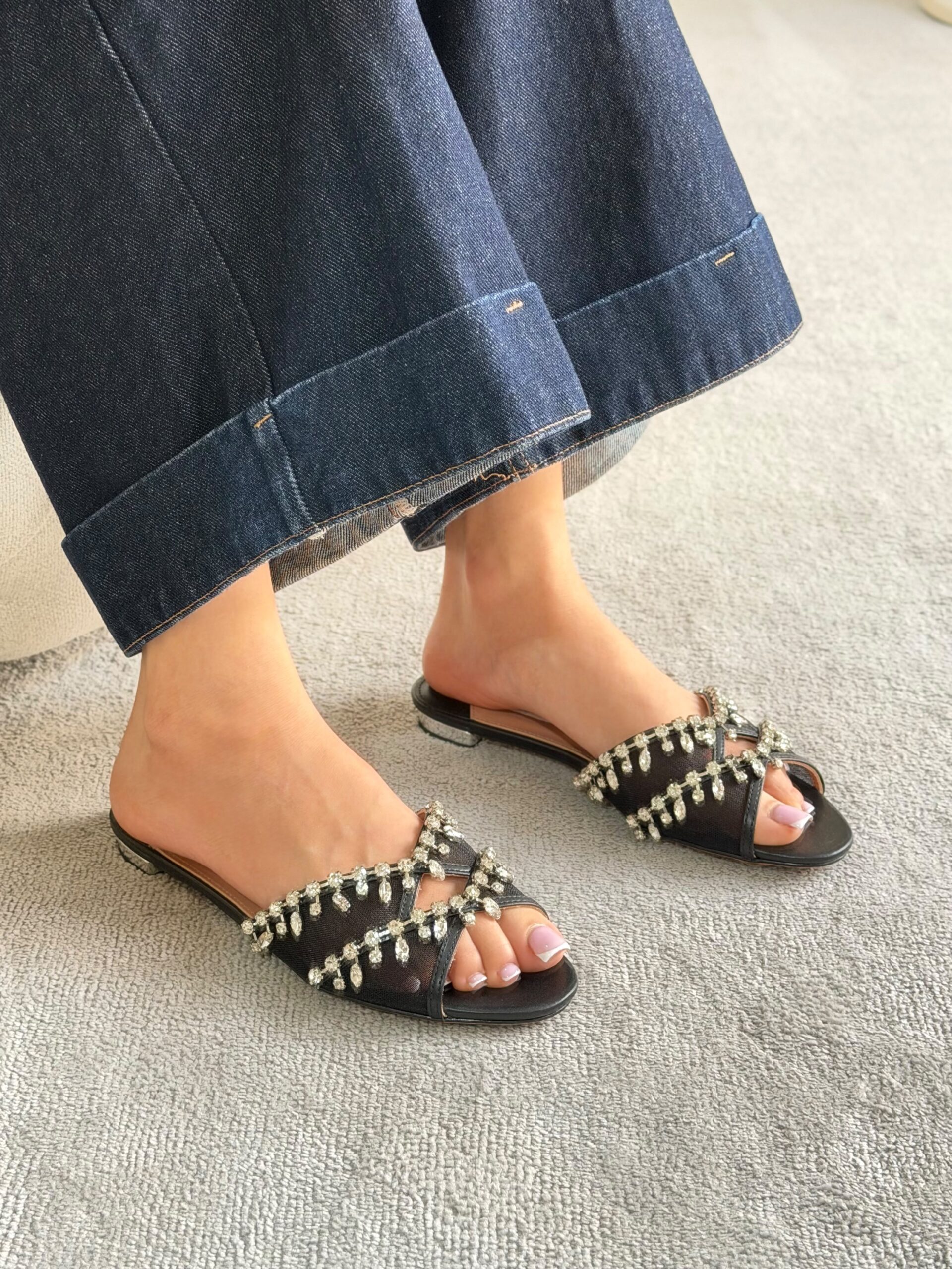 Aquazzura Temptation Crystal Flat Sandals - Image 4