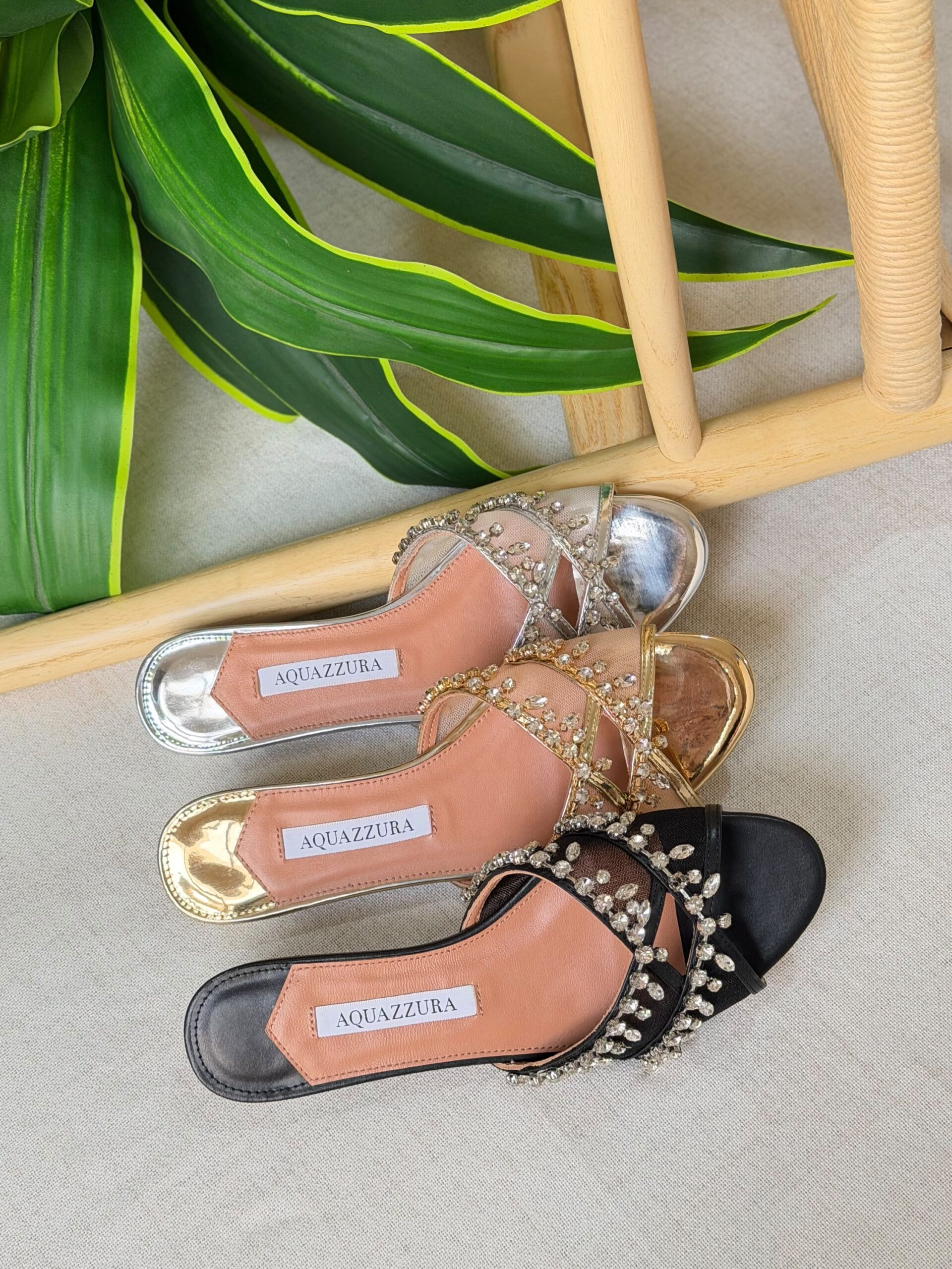 Aquazzura Temptation Crystal Flat Sandals - Image 2
