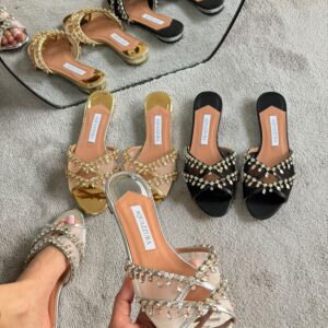 Aquazzura Temptation Crystal Flat Sandals