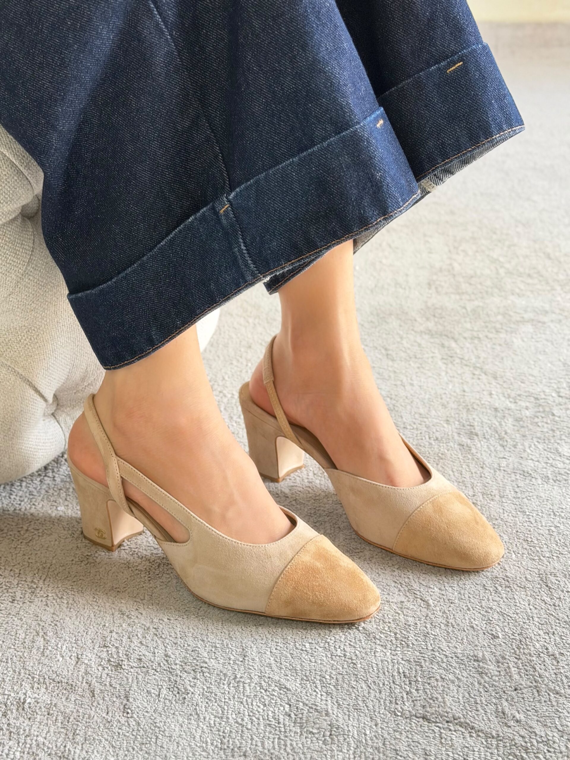 Chanel Suede Slingback Pumps - Image 5