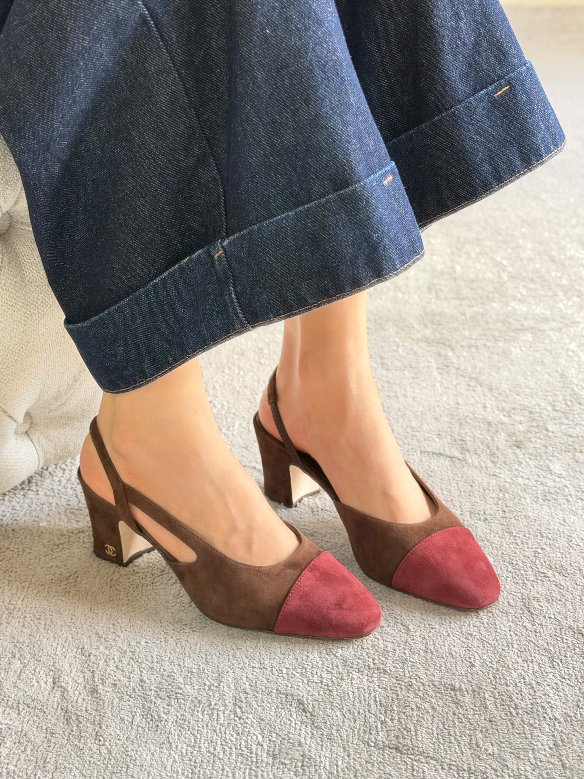 Chanel Suede Slingback Pumps - Image 3