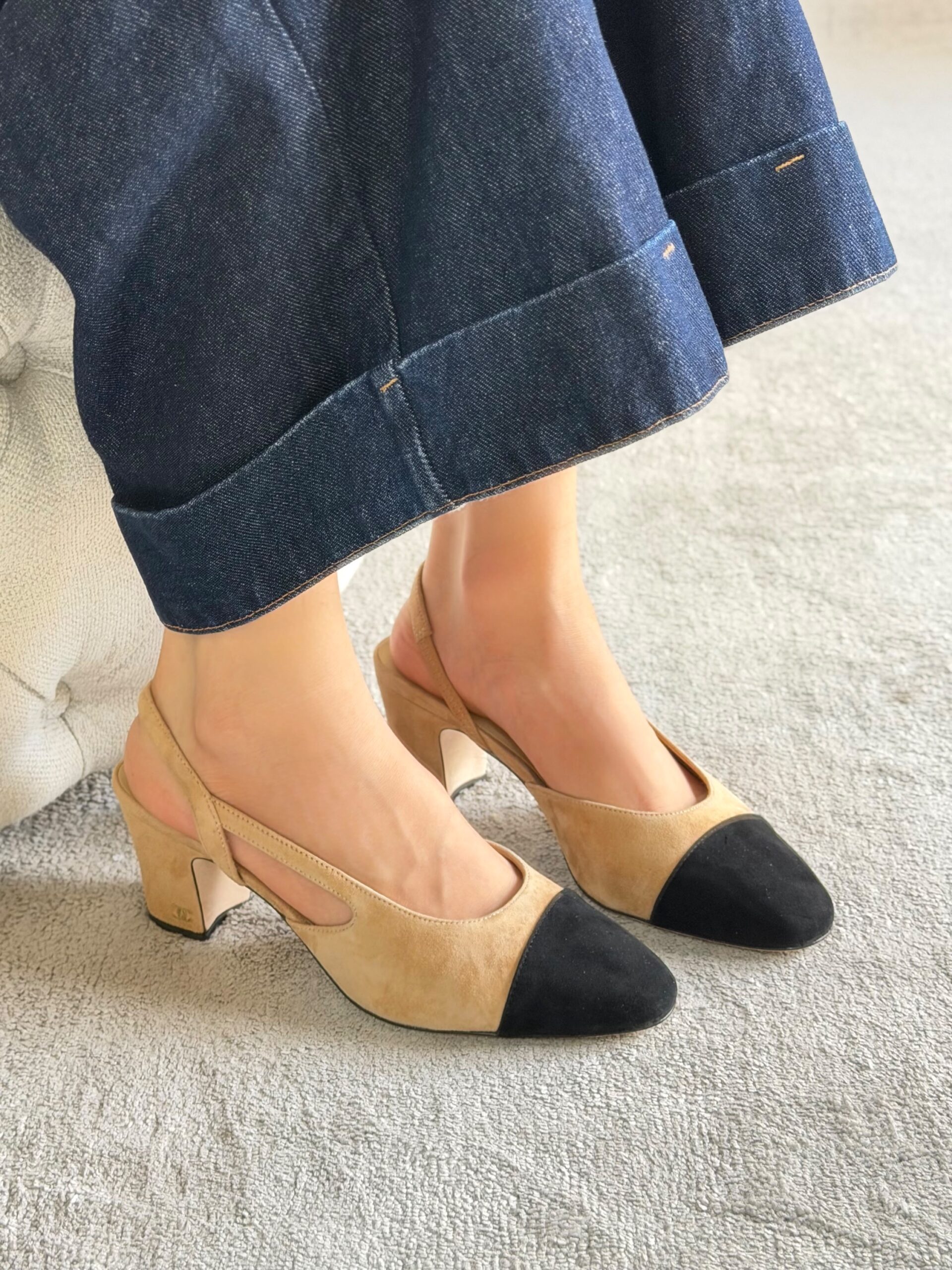 Chanel Suede Slingback Pumps - Image 7
