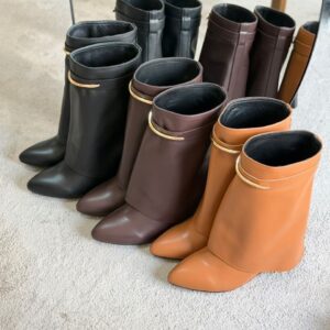 Givenchy Shark Pinch Leather Wedge Ankle Boots